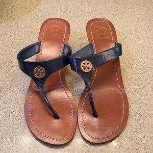 Tory Burch Navy and Brown Sandals
